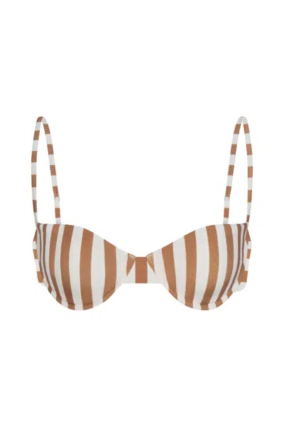 Anemos Balconette Underwire Bikini Top In Fawn Vertical Stripes In Brown
