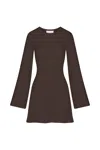Anemos Bell Sleeve Mini Dress In Crochet Knit In Brown