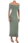 Anemos Carolyn Off-the-shoulder Jersey Midi Dress In Sage In Green