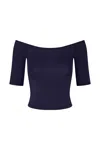 Anemos Carolyn Off The Shoulder Top In Luxe Cupro Jersey In Marine