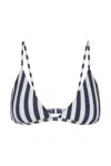 Anemos Classic Triangle Bikini Top In Marine Vertical Stripes In Black