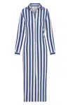 ANEMOS COLLARED BUTTON-DOWN MAXI SHIRT DRESS IN STRIPED STRETCH TWILL