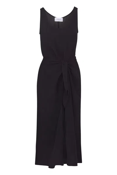 Anemos The D.k. Midi Wrap Dress In Cupro In Black