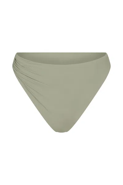 Anemos Draped Asymmetric Midi Bikini Bottom In Laurel