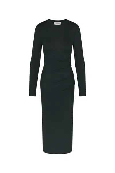 Anemos Draped Midi Dress In Modal Knit In Dark Green