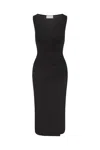 Anemos Draped Wrap Effect Midi Dress In Cupro Jersey In Black