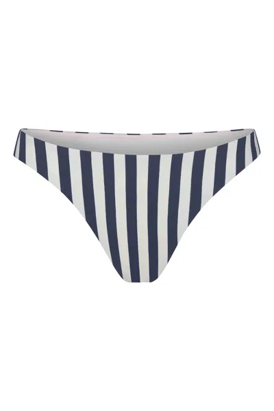 Anemos Eighties High-cut Bikini Bottom In Marine Vertical Stripes
