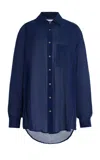 Anemos Exclusive Oversized Gauze Pool Shirt Dress In Blue