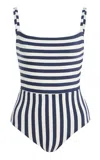Anemos Exclusive Striped Square-neck One-piece Swimsuit In Blue