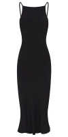 Anemos Gisele Bias Cut Dress In Stretch Twill In Blue