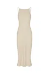 Anemos Gisele Bias Cut Dress In Stretch Suiting In Off-white