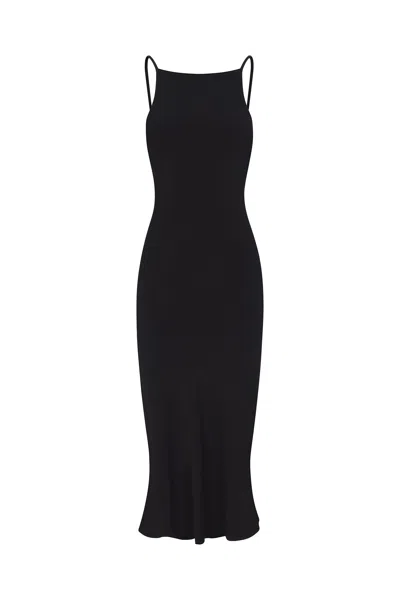 Anemos Gisele Bias Cut Dress In Stretch Twill In Black