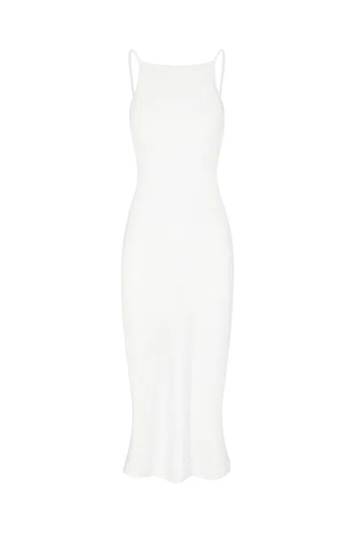 Anemos Gisele Bias Cut Dress In Stretch Twill In White