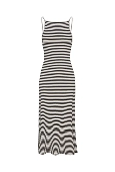 Anemos Gisele Maxi Dress In Black & White Stripe Jersey In Multi