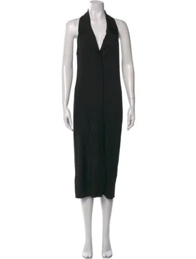 Pre-owned Anemos Halterneck Long Dress In Black