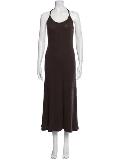 Pre-owned Anemos Halterneck Long Dress In Brown