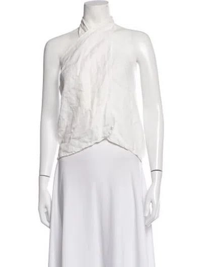 Pre-owned Anemos Halterneck Sleeveless Top In White