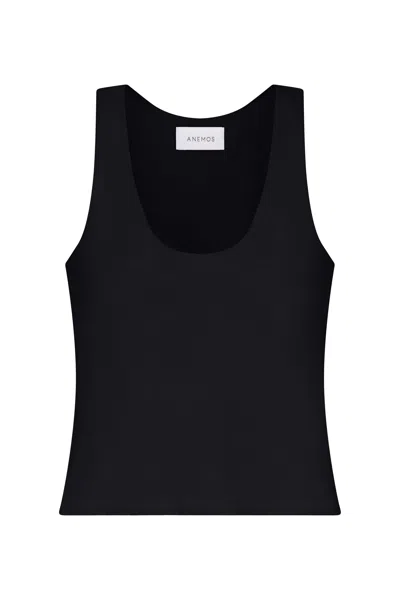 Anemos Hume Tank Top In Stretch Cotton In Black