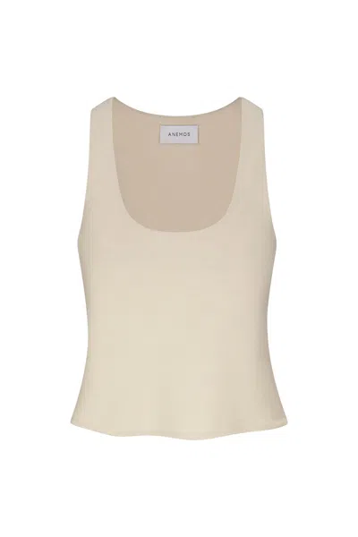Anemos Hume Tank Top In Stretch Suiting In Off-white
