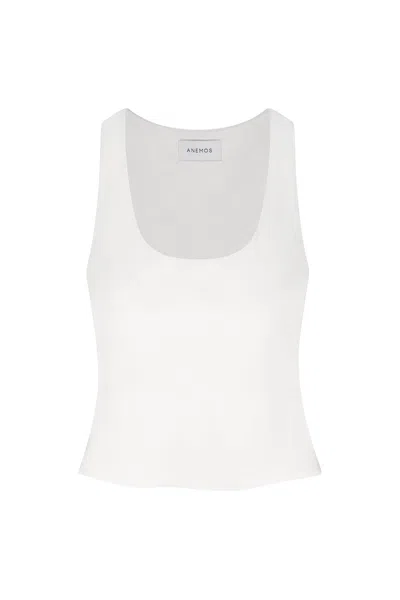 Anemos Hume Tank Top In Stretch Twill In White