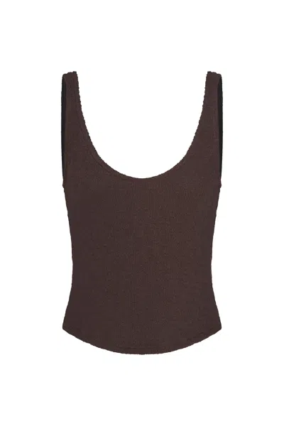 Anemos Knit Tank Top In Cotton Crochet In Burgundy