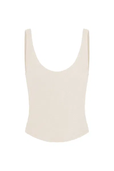 Anemos Knit Tank Top In Cotton Crochet In White