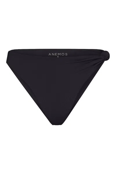 Anemos Knot Asymmetric Midi Bikini Bottom In Black