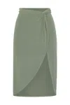 Anemos Knot Draped Midi Skirt In Luxe Cupro Jersey In Green