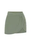 Anemos Knot Draped Mini Skirt In Luxe Cupro Jersey In Green