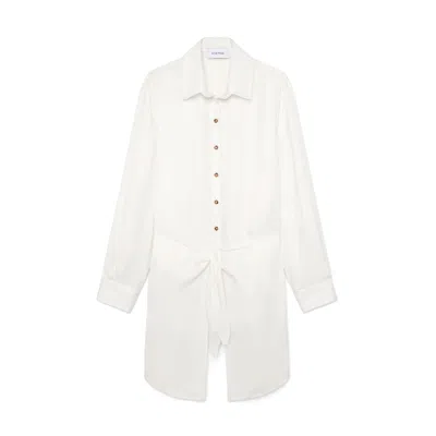 Anemos L.a. Button-down Wrap Dress In White