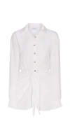Anemos L.a. Button-down Wrap Mini Dress In White