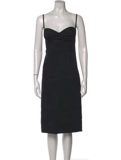 Pre-owned Anemos Linen Knee-length Dress In Black
