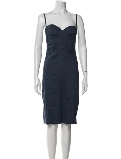 Pre-owned Anemos Linen Knee-length Dress In Blue