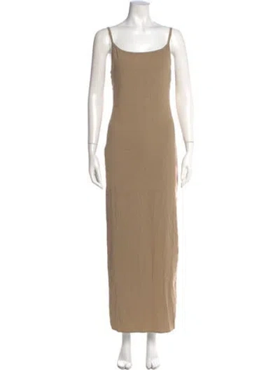 Pre-owned Anemos Linen Long Dress In Brown