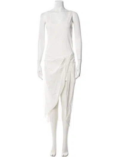 Pre-owned Anemos Linen Long Dress In White