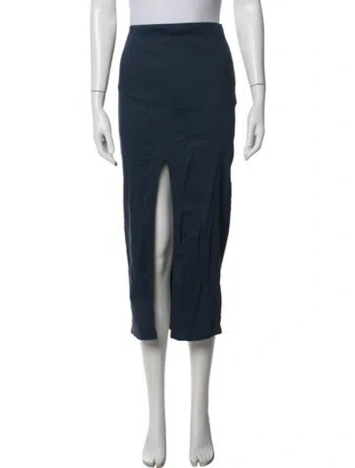 Pre-owned Anemos Linen Long Skirt In Blue