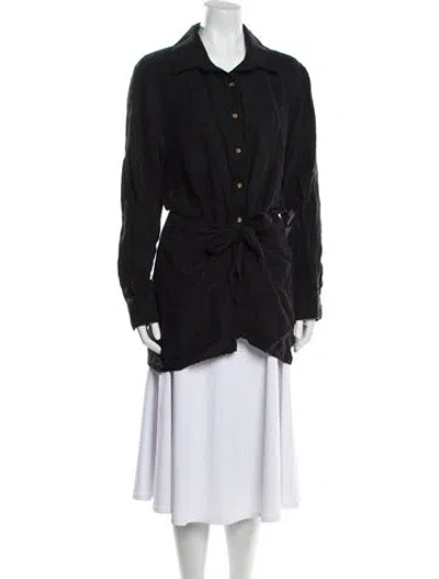 Pre-owned Anemos Linen Long Sleeve Tunic In Black