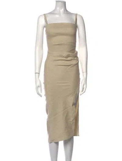 Pre-owned Anemos Linen Midi Length Dress In Neutrals