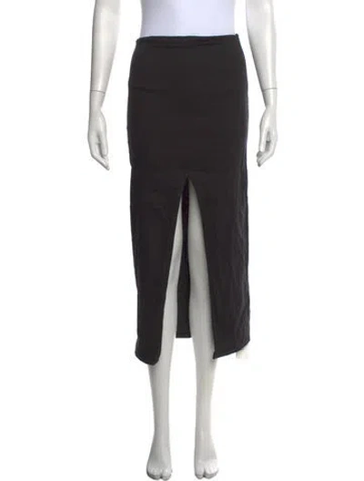 Pre-owned Anemos Linen Midi Length Skirt In Black