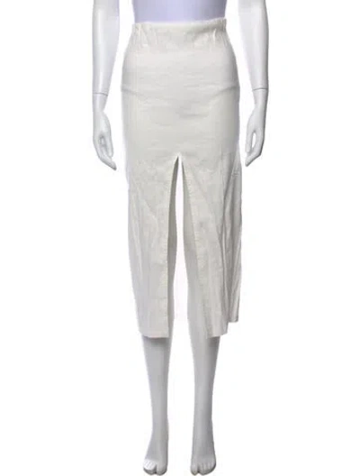 Pre-owned Anemos Linen Midi Length Skirt In White