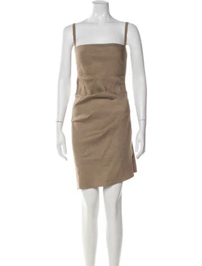Pre-owned Anemos Linen Mini Dress In Brown