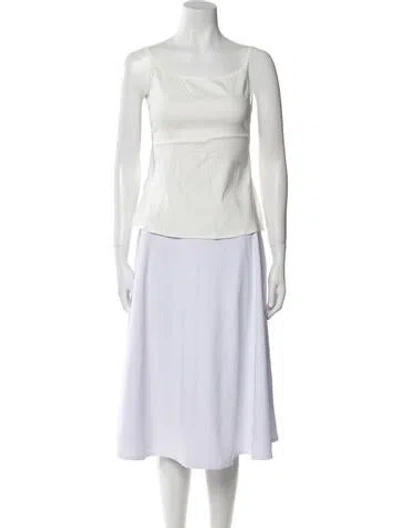 Pre-owned Anemos Linen Square Neckline Crop Top In Neutral