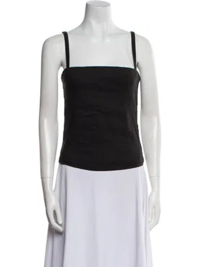 Pre-owned Anemos Linen Square Neckline Top W/ Tags In Black