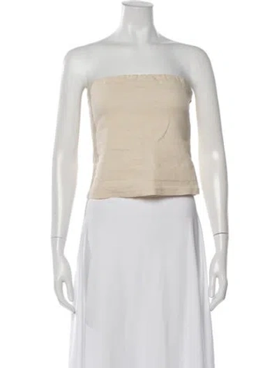 Pre-owned Anemos Linen Strapless Crop Top In Neutrals