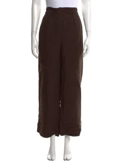 Pre-owned Anemos Linen Wide Leg Pants In Brown