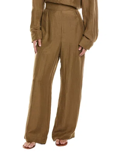 Anemos Linen-blend Keaton Wide Leg Pant In Brown