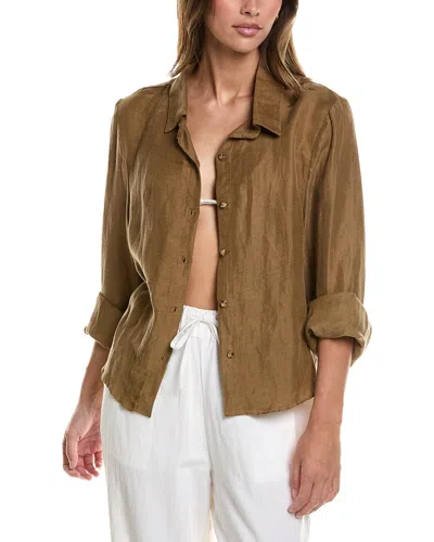 Anemos Linen-blend Phillips Button-down Shirt In Brown