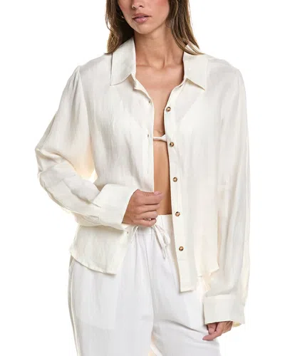 Anemos Linen-blend Phillips Button-down Shirt In White