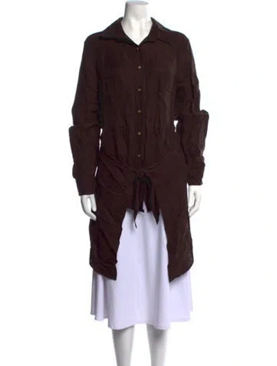 Pre-owned Anemos Long Sleeve Button-up Top In Brown