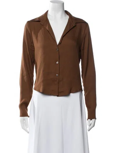 Pre-owned Anemos Long Sleeve Button-up Top In Brown